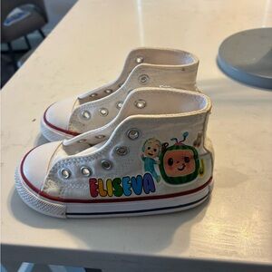 Cocomelon converse all star Kids White Sneakers with Red Trim